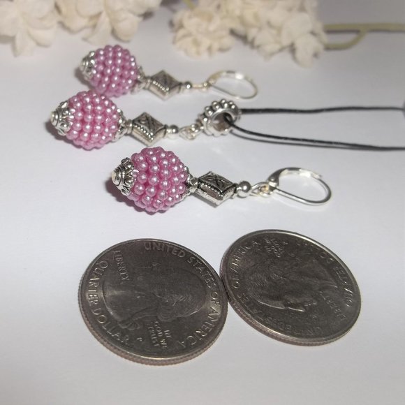 Purple Pearl Jewelry Set Necklace Earrings Matching Jewelry Gift Idea Girl 6679 - Picture 3 of 9